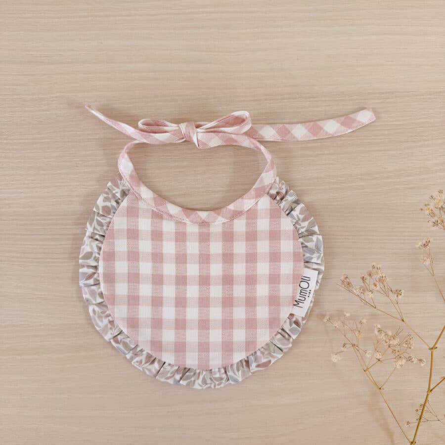 Babero volantitos Nido Vichy Rosa